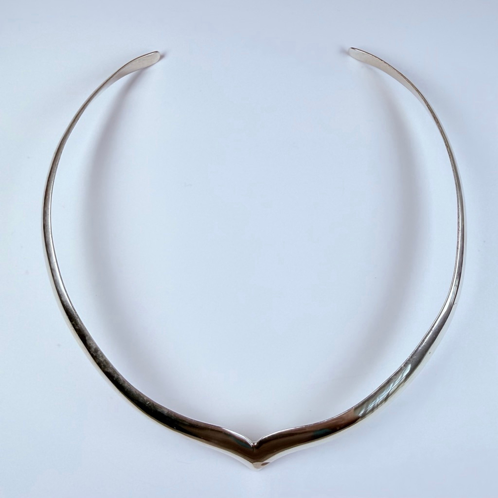 Jose Octavio Modernist Torque Collar Choker 14.5” Sterling Silver Taxco Mexico - Picture 5 of 9